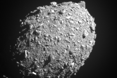 Imagen del asteroide Dimorfo pocos segundos antes del impacto. Crédito: NASA/Johns Hopkins APL.