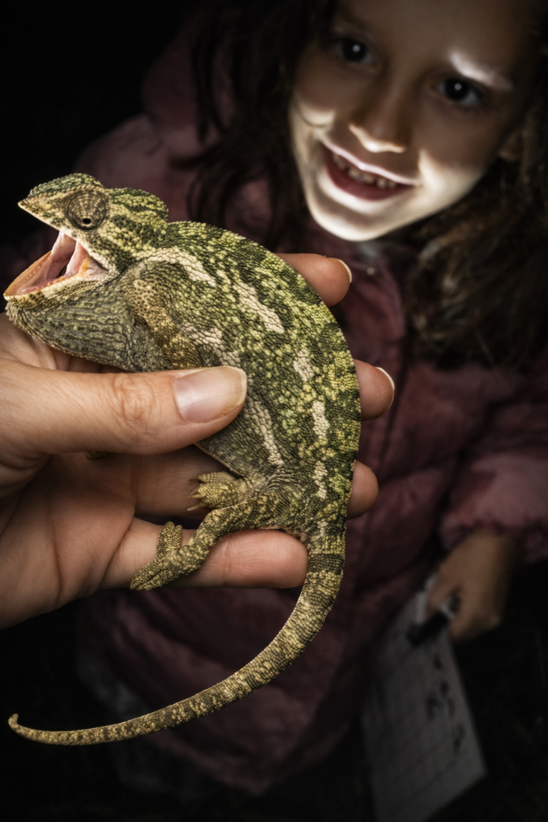 El camaleón común ('Chamaeleo chamaeleon') es una especie protegida en el sur de la Península Ibérica.